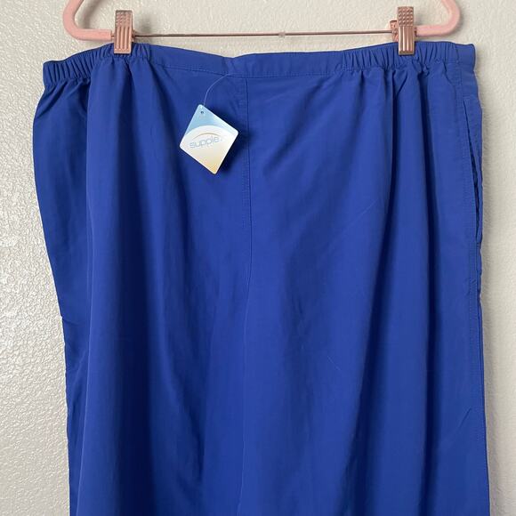 LL Bean Pants‎ Womens Large Royal Blue Supplex Cropped Wide Leg Outdoor Hiking - Picture 6 of 12